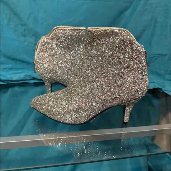 Silver Glitter Ankle Boots - Picture 1 of 4
